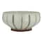 Hello Honey® 10" Cream & Green Reactive Glaze Stripes Hand-Painted Stoneware Bowl